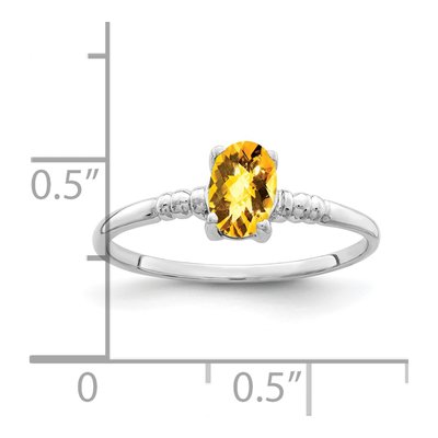 14K White Gold Citrine Oval Checker-Cut Ring – view 2