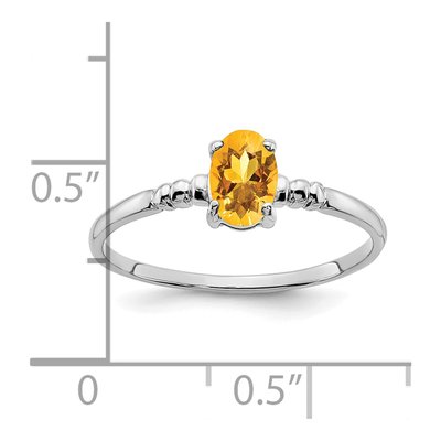 14K White Gold Citrine Oval Ring – view 2
