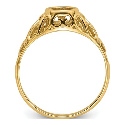14K Yellow Gold Heart Filigree Ring Mounting – view 3
