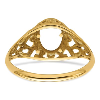14K Yellow Gold Heart Filigree Ring Mounting – view 4