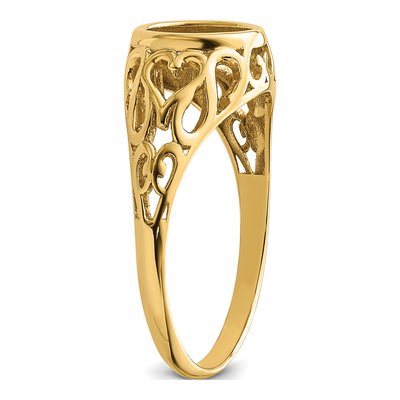 14K Yellow Gold Heart Filigree Ring Mounting – view 5