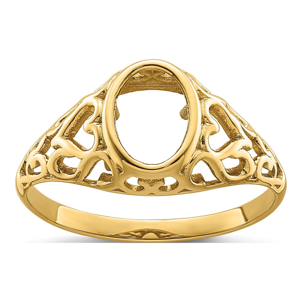 14K Yellow Gold Heart Filigree Ring Mounting