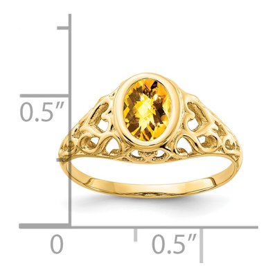14K Yellow Gold Citrine Oval Filigree Ring – view 2