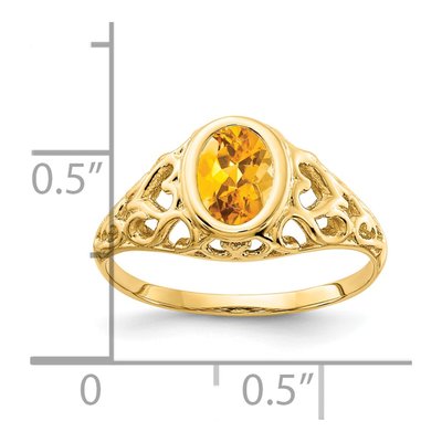 14K Yellow Gold Citrine Oval Filigree Heart Ring – view 2