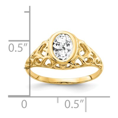 14K Yellow Gold CZ Oval Bezel Filigree Engagement Ring – view 2