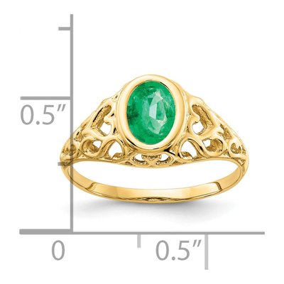 14K Yellow Gold Emerald Heart Filigree Ring – view 2