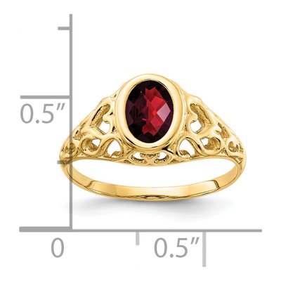 14K Yellow Gold Garnet Heart Filigree Ring – view 2
