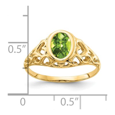 14K Yellow Gold Peridot Oval Checker Ring – view 2