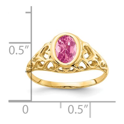14K Yellow Gold Pink Tourmaline Filigree Ring – view 2