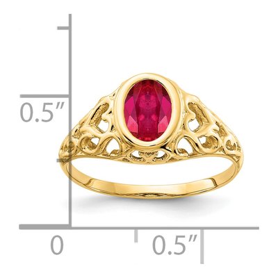 14K Yellow Gold Ruby Filigree Heart Ring – view 2