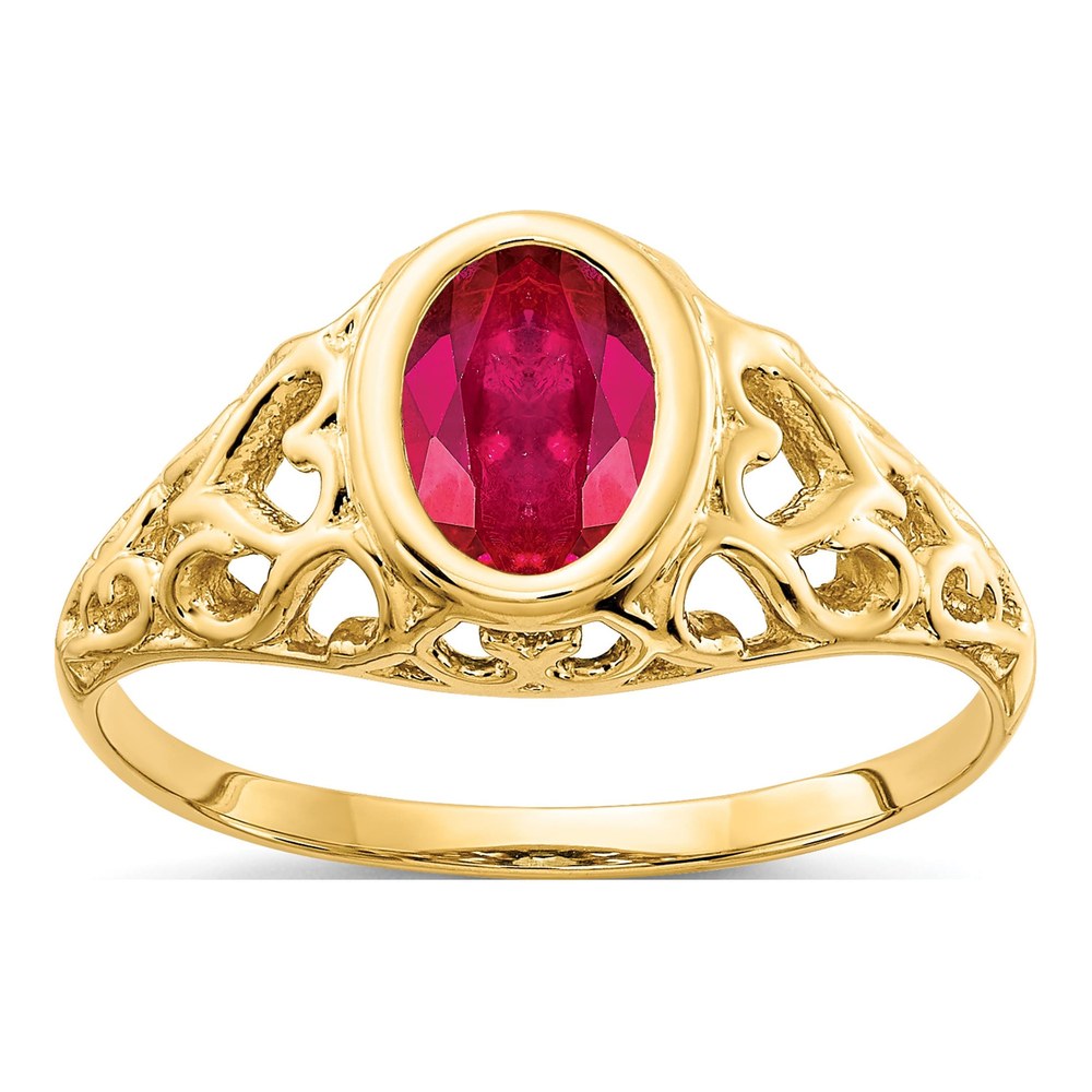 14K Yellow Gold Ruby Filigree Heart Ring
