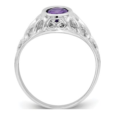 14K White Gold Amethyst Filigree Heart Ring – view 2