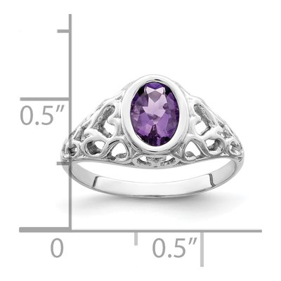14K White Gold Amethyst Filigree Heart Ring – view 3