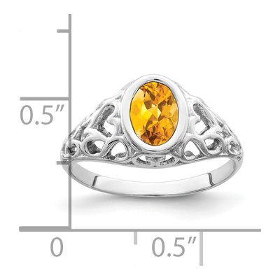 14K White Gold Citrine Heart Filigree Ring – view 2