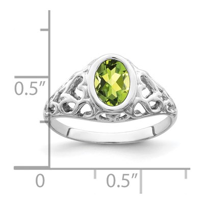 14K White Gold Peridot Bezel Heart Filigree Ring – view 2