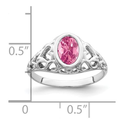 14K White Gold Pink Tourmaline Heart Filigree Ring – view 2