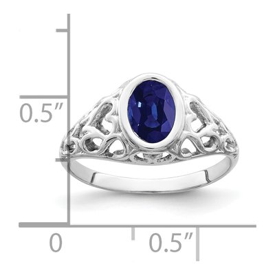 14K White Gold Sapphire Filigree Heart Ring – view 2
