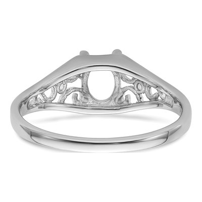 14K White Gold Filigree for Oval Ring Mounting – view 4