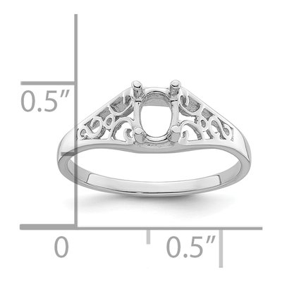 14K White Gold Filigree for Oval Ring Mounting – view 6