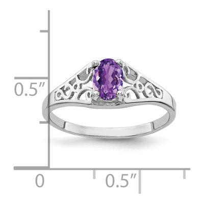14K White Gold Amethyst Oval Filigree Ring – view 3