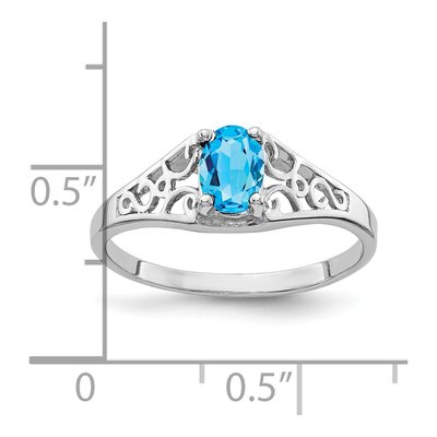 14K White Gold Swiss Blue Topaz Oval Filigree Ring – view 2