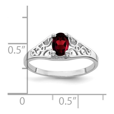 14K White Gold Garnet Oval Filigree Ring – view 2