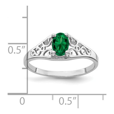 14K White Gold Lab-Created Helenite St Helens Filigree Ring – view 2