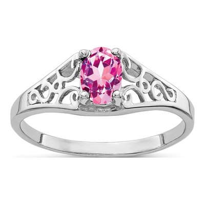 14K White Gold Sapphire Filigree Ring