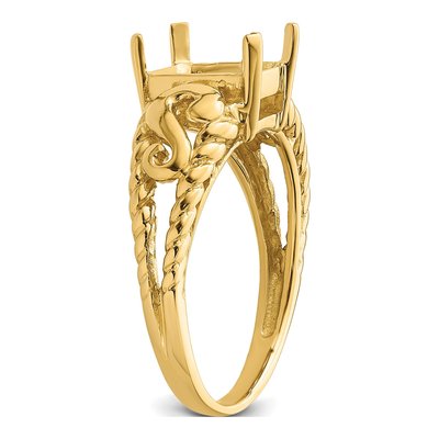 14K Yellow Gold Emerald-Cut Gem Ring Mounting – view 5