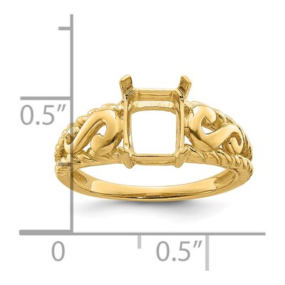 14K Yellow Gold Emerald-Cut Gem Ring Mounting – view 6
