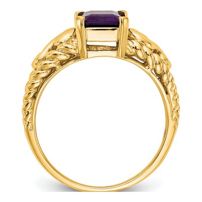 14K Yellow Gold Amethyst Emerald-Cut Ring – view 2