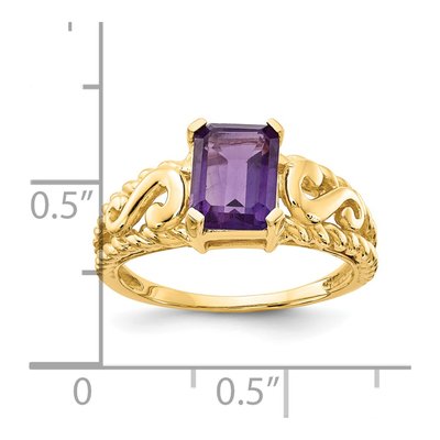 14K Yellow Gold Amethyst Emerald-Cut Ring – view 3