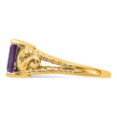 14K Yellow Gold Amethyst Emerald-Cut Ring – view 4