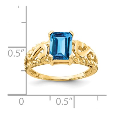 14K Yellow Gold Swiss Blue Topaz Emerald-Cut Ring – view 2