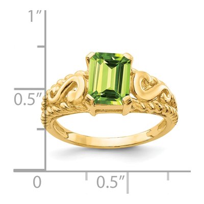 14K Yellow Gold Peridot Cut Ring – view 2