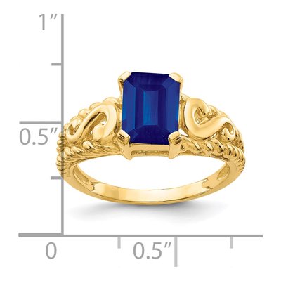 14K Yellow Gold Sapphire Emerald-Cut Ring – view 2