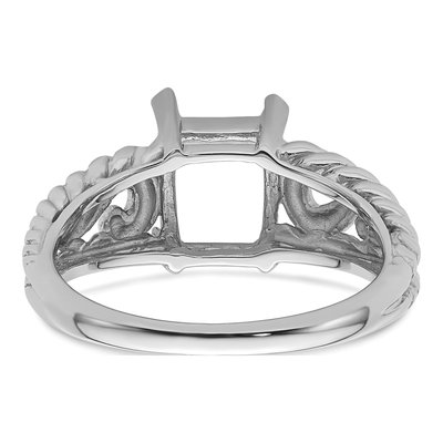 14K White Gold Emerald-Cut Ring Mounting – view 4