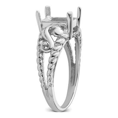 14K White Gold Emerald-Cut Ring Mounting – view 5