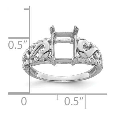 14K White Gold Emerald-Cut Ring Mounting – view 6