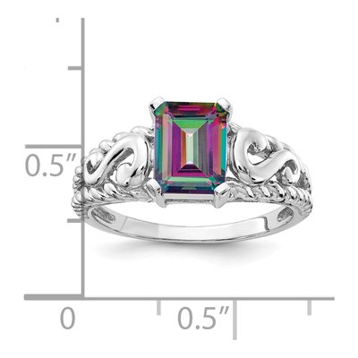 14K White Gold Mystic Fire Topaz Emerald-Cut Ring – view 2