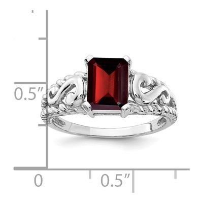 14K White Gold Garnet Emerald-Cut Ring – view 2