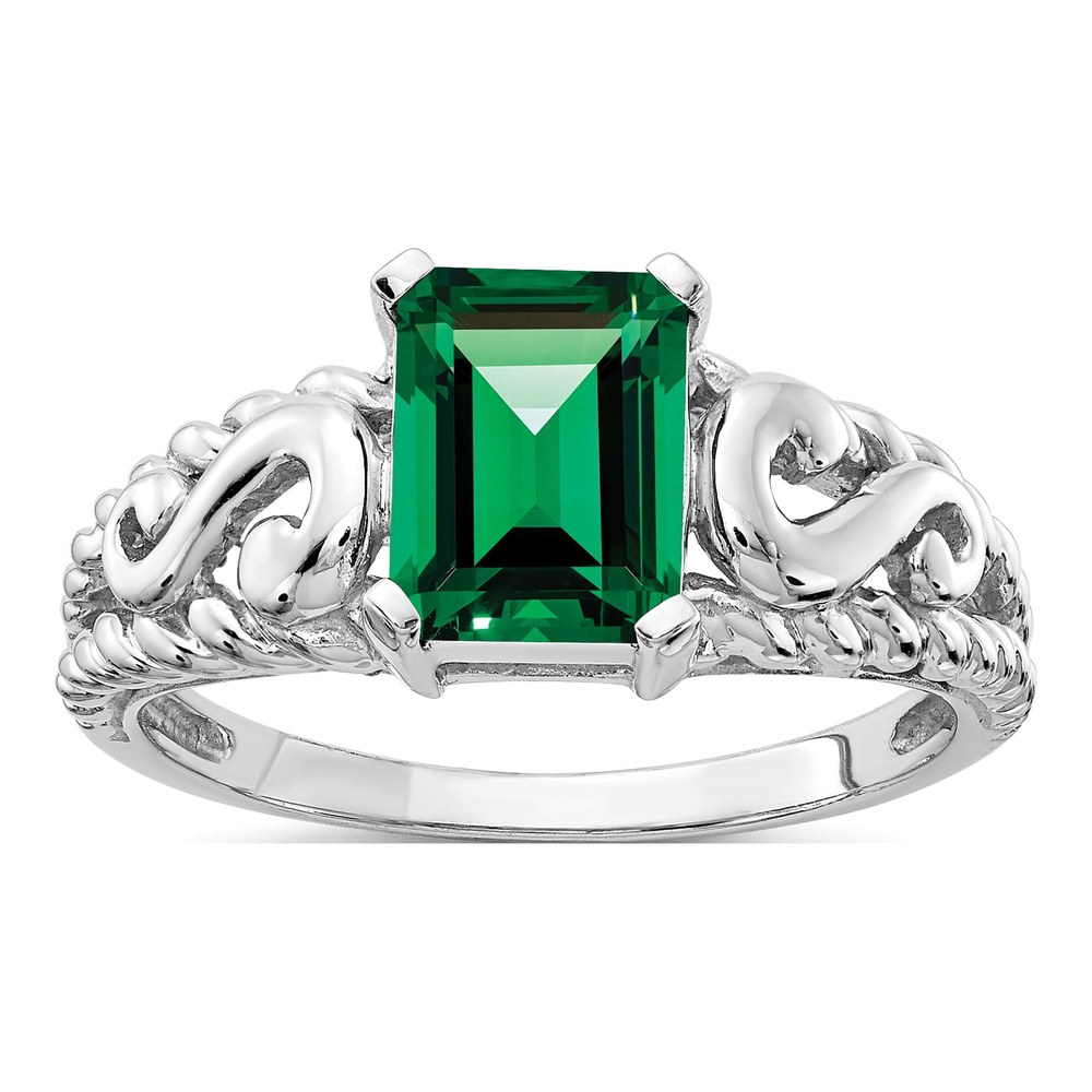 14K White Gold Lab-Created Helenite St Helens Ring