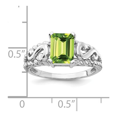 14K White Gold Peridot Emerald-Cut Ring – view 2