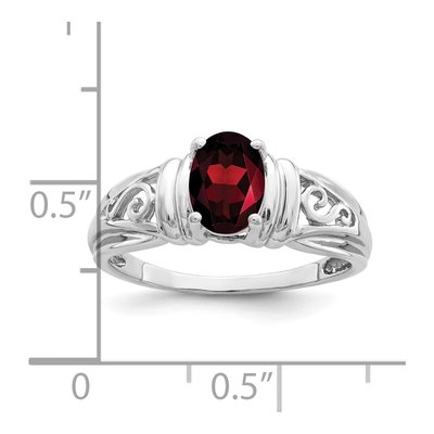 14K White Gold Oval Garnet Filigree Ring Mounting – view 4