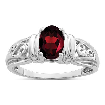 14K White Gold Oval Garnet Filigree Ring Mounting