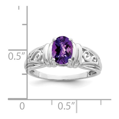 14K White Gold Amethyst Oval Filigree Ring – view 2
