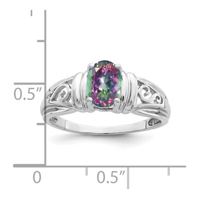 14K White Gold Mystic Fire Topaz Filigree Ring – view 2