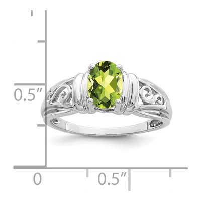 14K White Gold Peridot Oval Filigree Ring – view 2