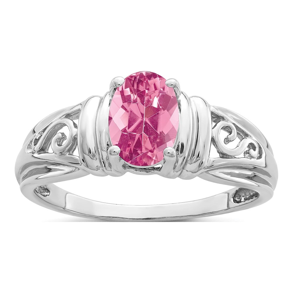 14K White Gold Pink Tourmaline Filigree Ring