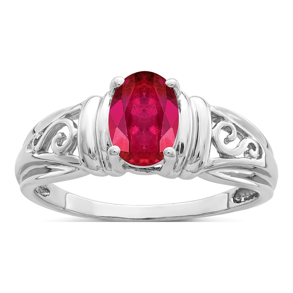 14K White Gold Ruby Filigree Ring
